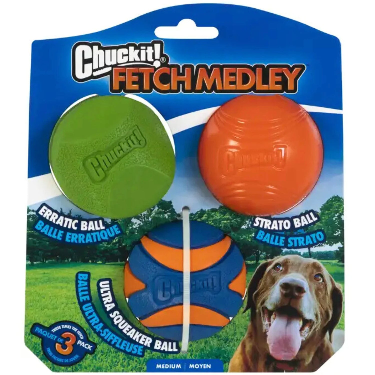 Chuckit! Fetch Medley Ball Dog Toys (Medium 3-pack)