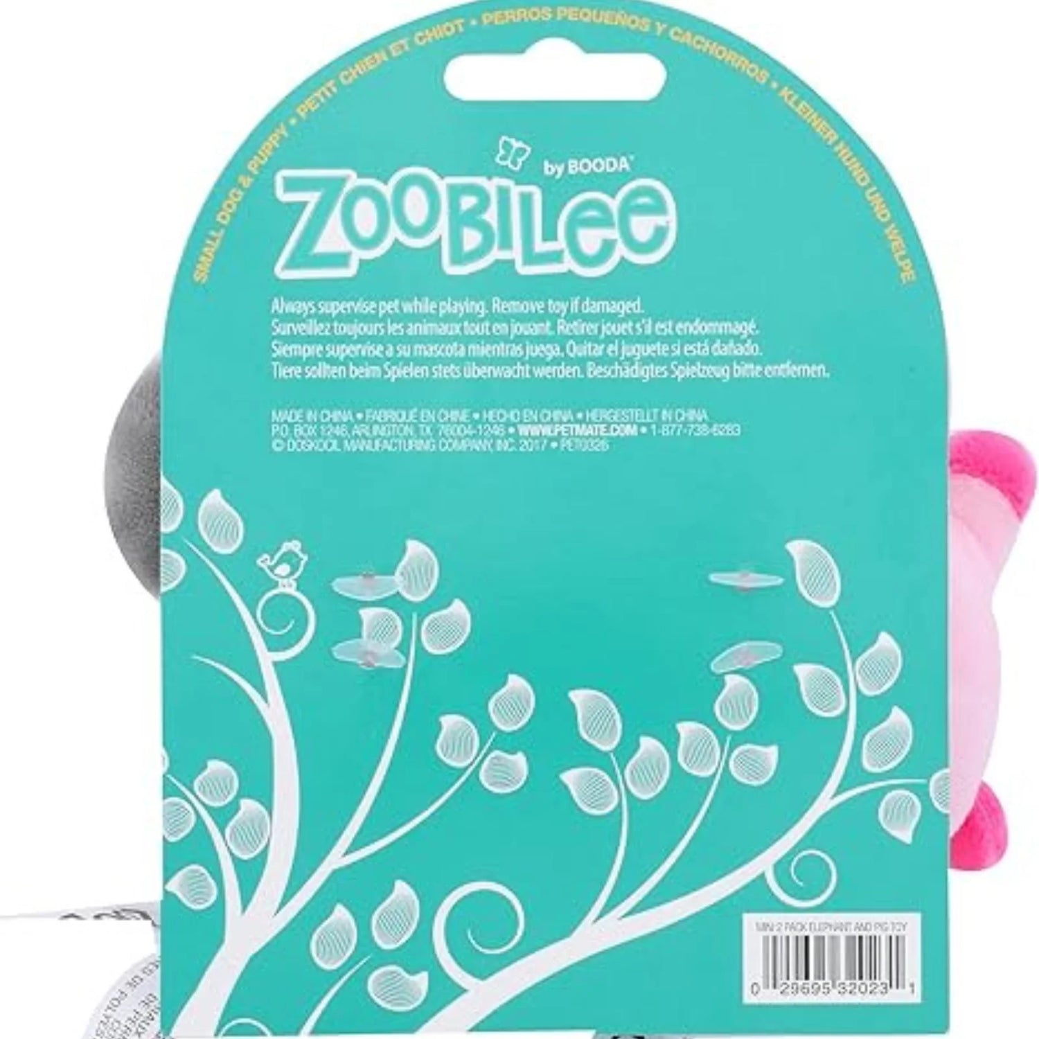 Zoobilee Mini Elephant & Pig Plush Dog & Puppy Toy (2-pack)