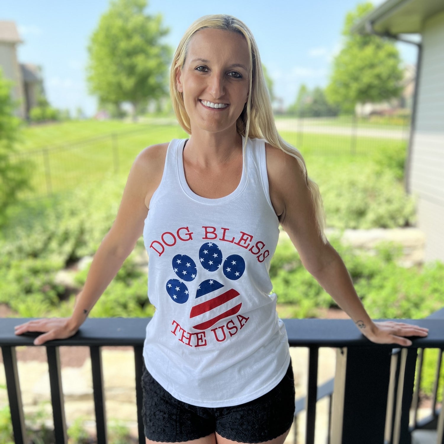 Dog Bless The USA Women's Racerback Tank